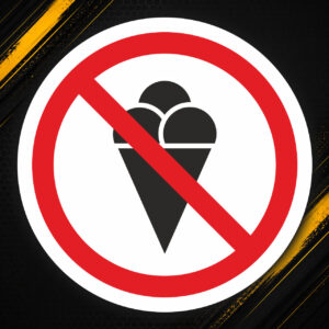 Naklejka Zakaz wchodzenia z lodami – piktogram