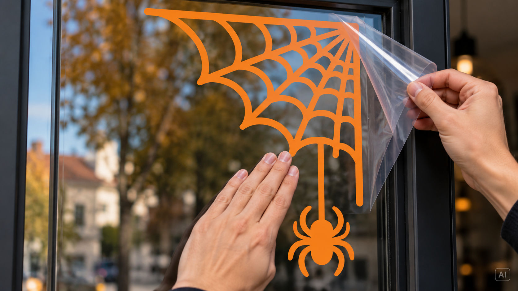 Naklejka Halloween pajęczyna z pająkiem – wizualizacja