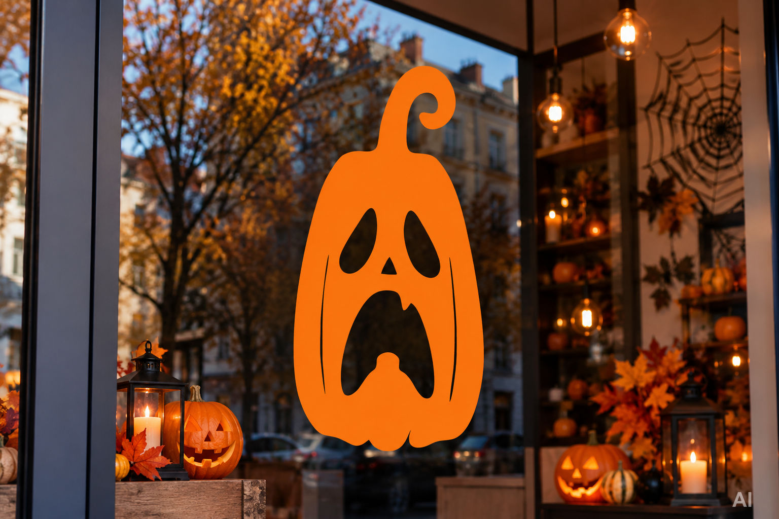 Naklejka Halloween przerażona dynia - wizualizacja