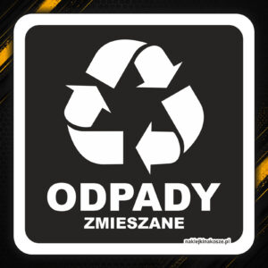 Naklejka na kosz Odpady zmieszane – segregacja odpadów