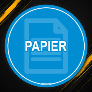 Duża, okrągła naklejka na kosz do segregacji papier