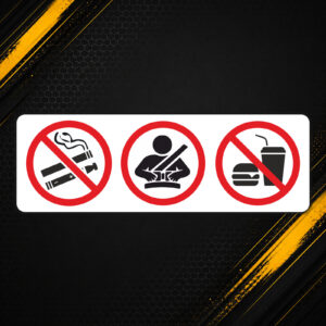 Naklejka do taxi i przewozu osób na szybę – zakaz palenia, zapnij pasy, zakaz jedzenia